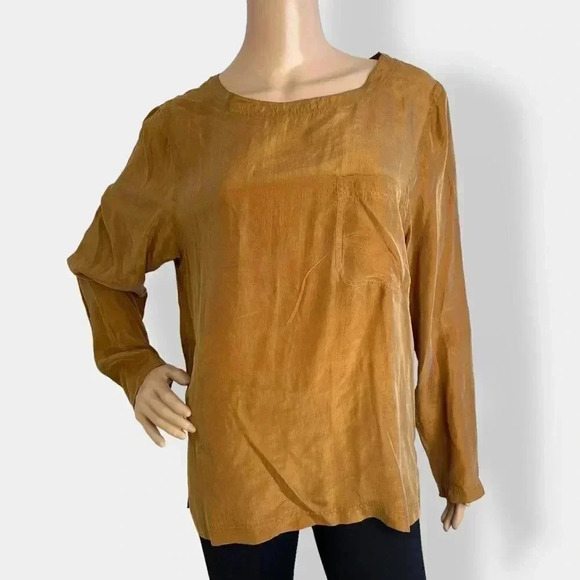 Vintage Jordan Gold Long Sleeve Silk Blouse - Picture 1 of 5